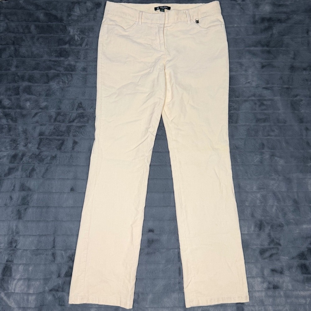 Brooks Brothers Lucia Fit Cream Corduroy Straight Leg Pants Womens 8 Off White